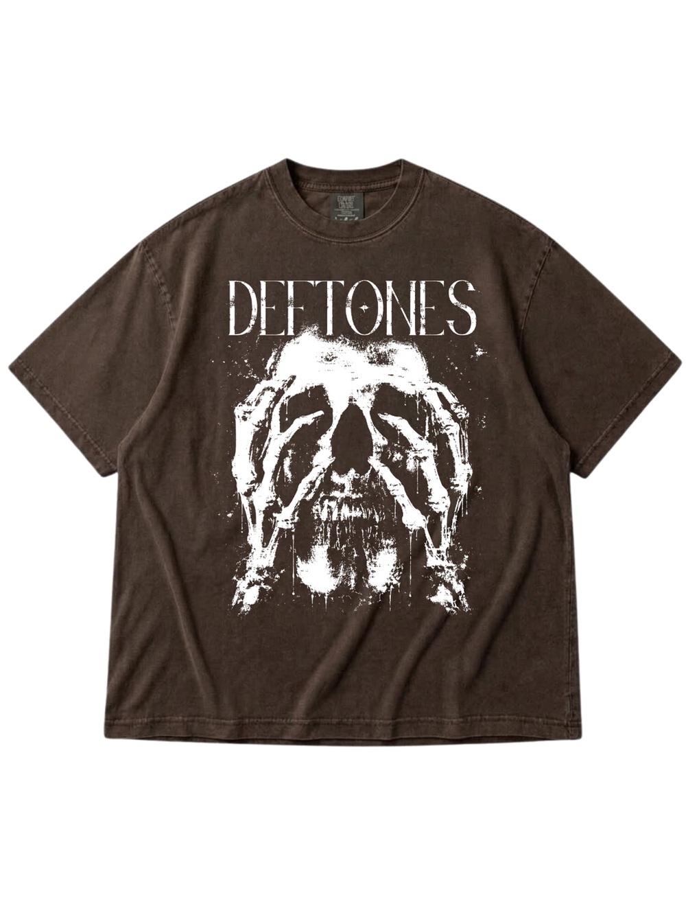 Comfort Colors Espresso Deftones Graphic Tee with White Skull